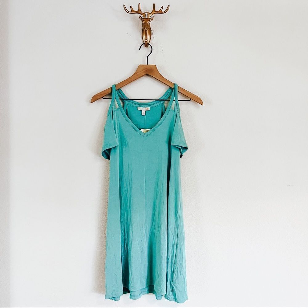 GB WOMEN'S Sea Blue Cold Shoulder Mini Dress Size Small NWT